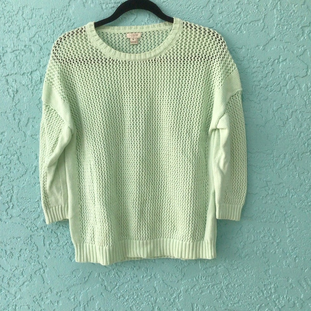 J Crew 100% Cotton Mint Green Sweater size Medium